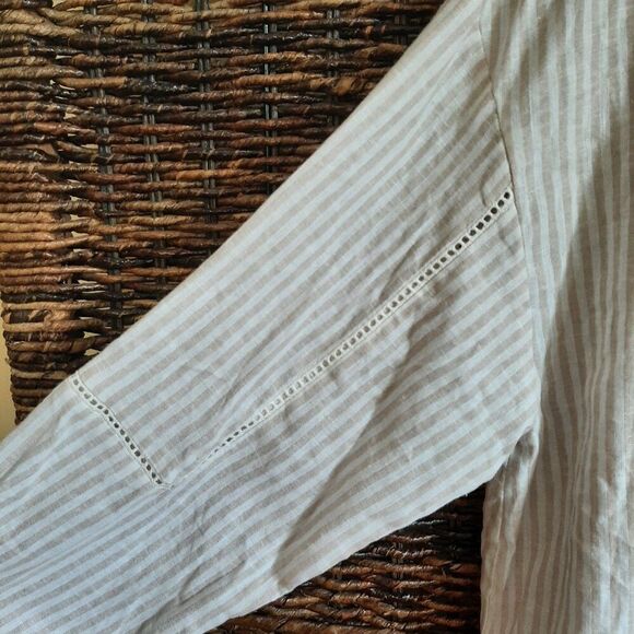 NWT Zara Linen Oversized White Button Up Boyfriend Shirt Medium Lace Minimalist - Picture 4 of 8